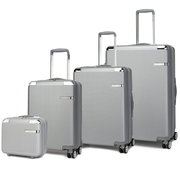 MKF Collection Tulum Travel Luggage 4 pcs set, Luxurious Lightweight Suitcase by Mia K - Silver