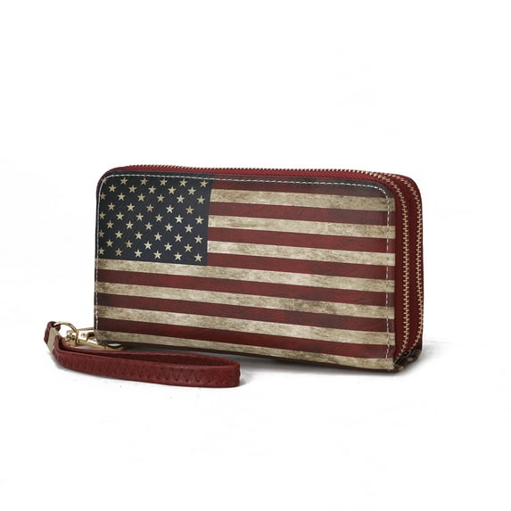 MKF Collection Uriel Flag Wristlet Wallet for Women, Stylish Multi-compartment Purse Handbag by Mia K - Burgundy