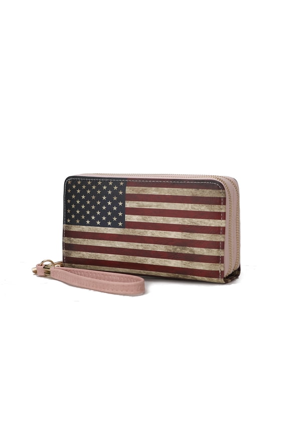 Uriel Flag Wristlet Wallet for Women, Stylish Multi-compartment Purse Handbag by Mia K - Rose Pink