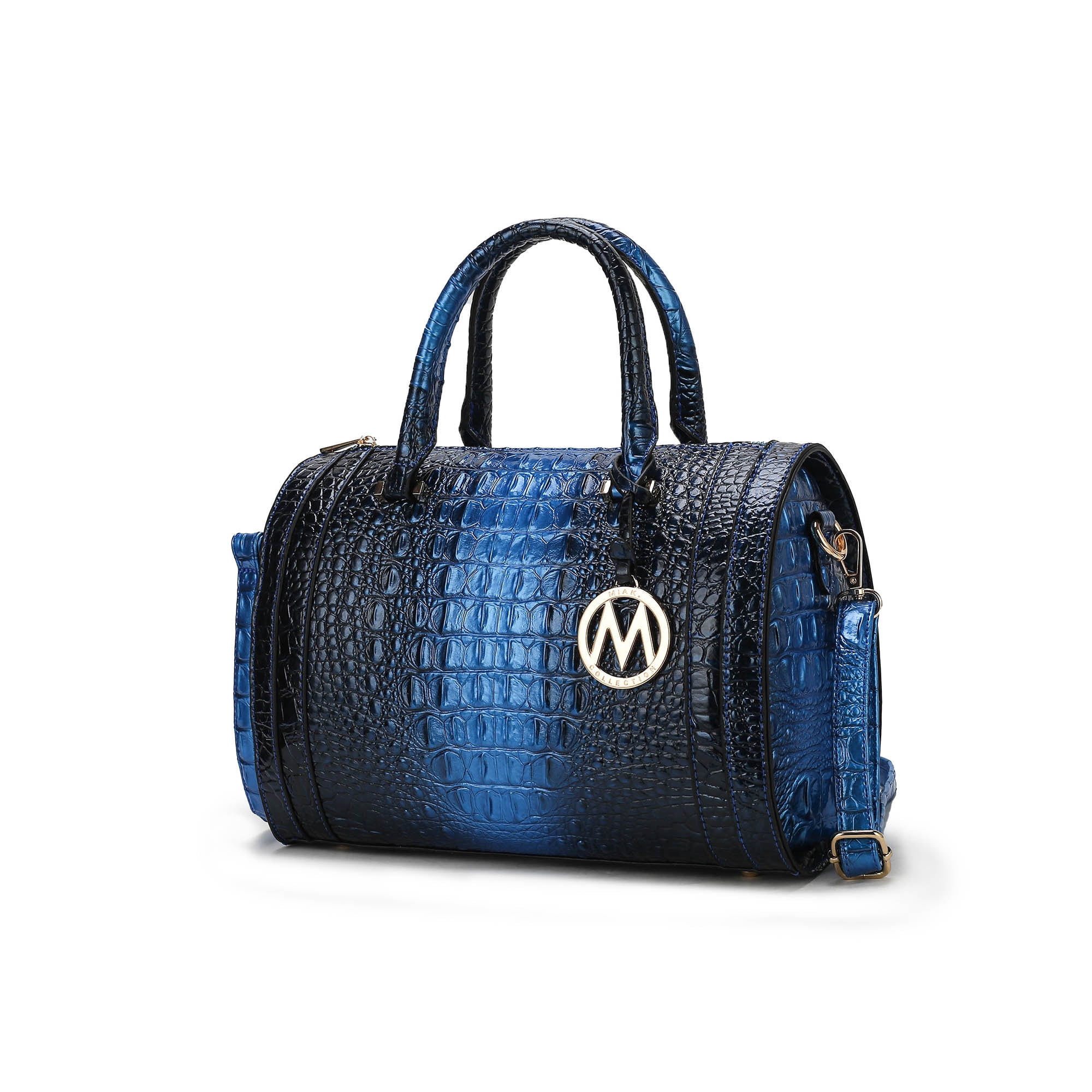 MKF Collection Usal Croc-Embossed Satchel Women's Bag Vegan Leather, Stylish Handbag with Spacious Compartments by Mia K-Blue