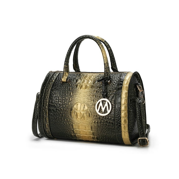 MKF Collection Usal Croc-Embossed Satchel Women's Bag Vegan Leather, Stylish Handbag with Spacious Compartments by Mia K-Gold