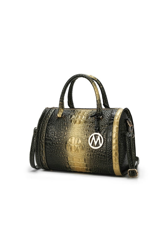 Usal Croc-Embossed Satchel Women's Bag Vegan Leather, Stylish Handbag with Spacious Compartments by Mia K-Gold