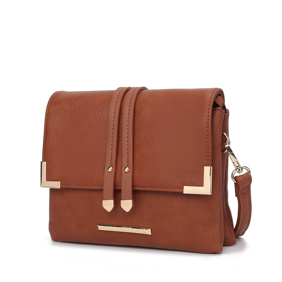 MKF Collection Valeska Women's Crossbody Bag, Vegan Leather Shoulder Bag Daily Handbag by Mia K. - Cognac