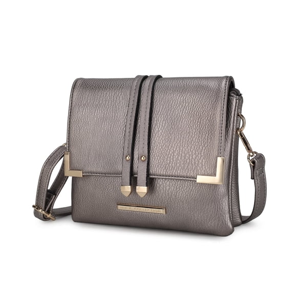 MKF Collection Valeska Women's Crossbody Bag, Vegan Leather Shoulder Bag Daily Handbag by Mia K. - Pewter