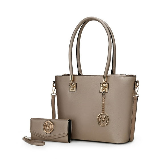 MKF Collection Vanessa Women's Tote Bag with Wristlet Wallet, Solid Vegan Leather Handbag Purse Set by Mia K