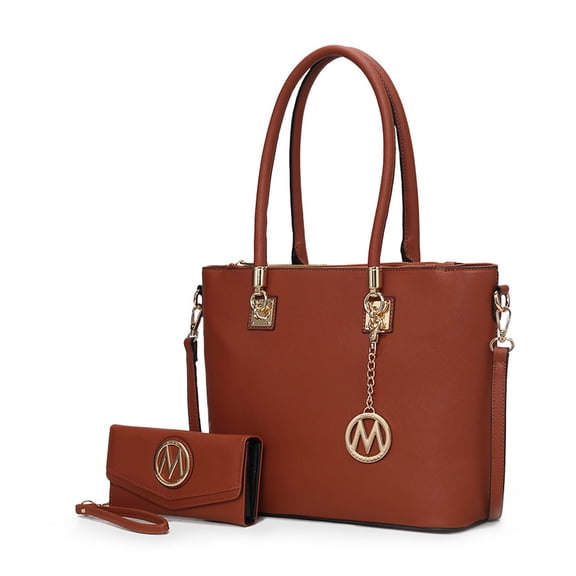 MKF Collection Vanessa Women's Tote Bag with Wristlet Wallet, Solid Vegan Leather Handbag Purse Set by Mia K