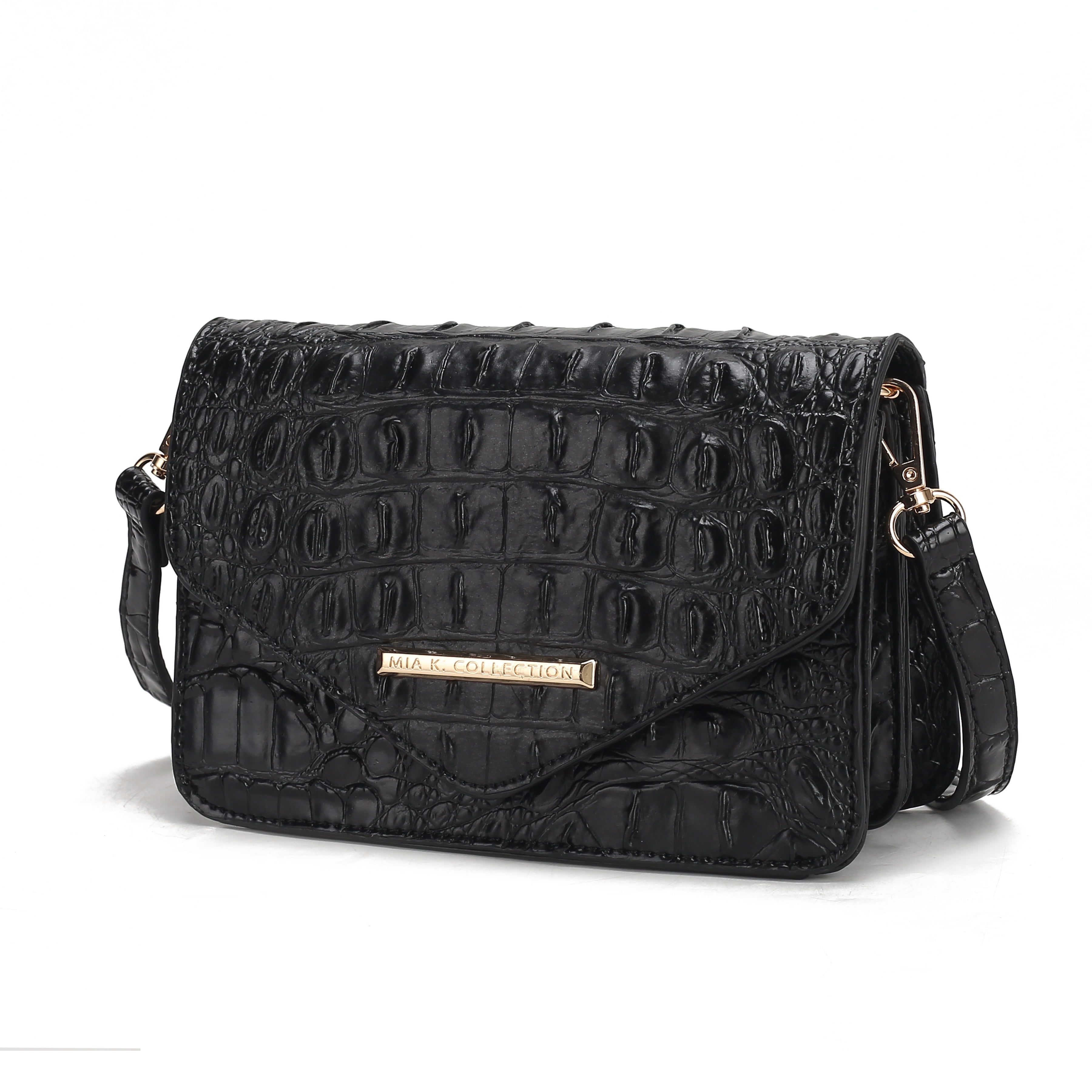 MKF Collection Vanta Saddle Bag Solid Croc-Embossed Vegan Leather