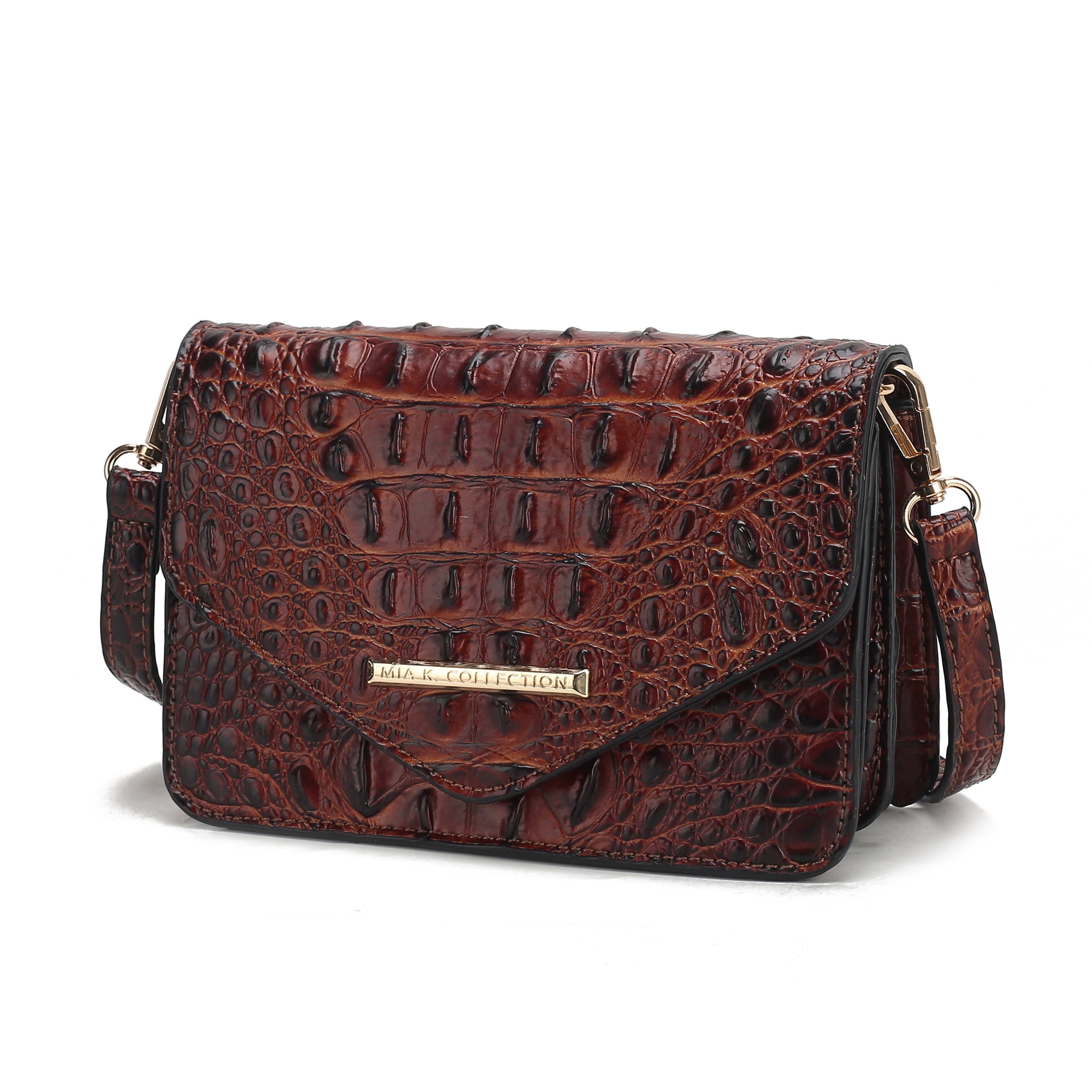 MKF Collection Vanta Saddle Bag Solid Croc-Embossed Vegan Leather
