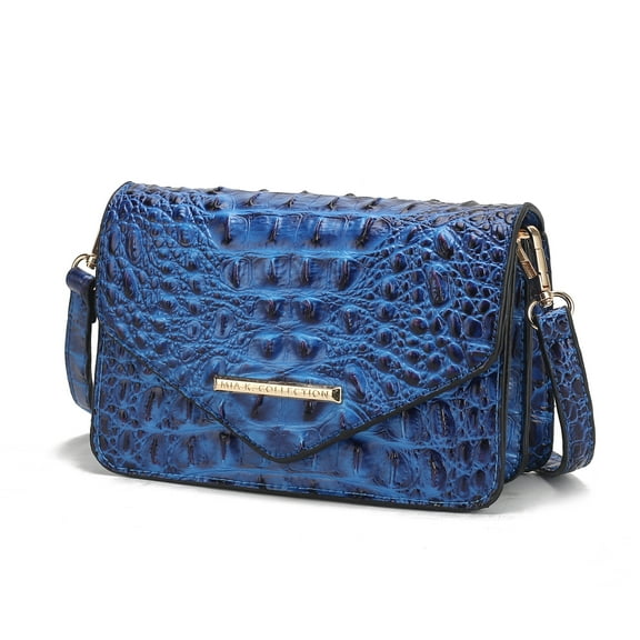 MKF Collection Vanta Saddle Bag Solid Croc-Embossed Vegan Leather Shoulder Bag Handbag by Mia K- Royal Blue