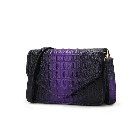 MKF Collection Vanta Women's Crossbody Bag Croco Vegan Leather Shoulder Bag Handbag Purse by Mia K - Purple