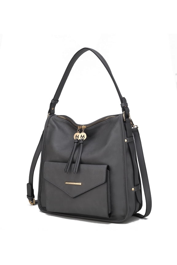 Vanya Vegan Leather Women's Shoulder Bag, Functional Crossbody Purse Handbag by Mia K - Charcoal Gray