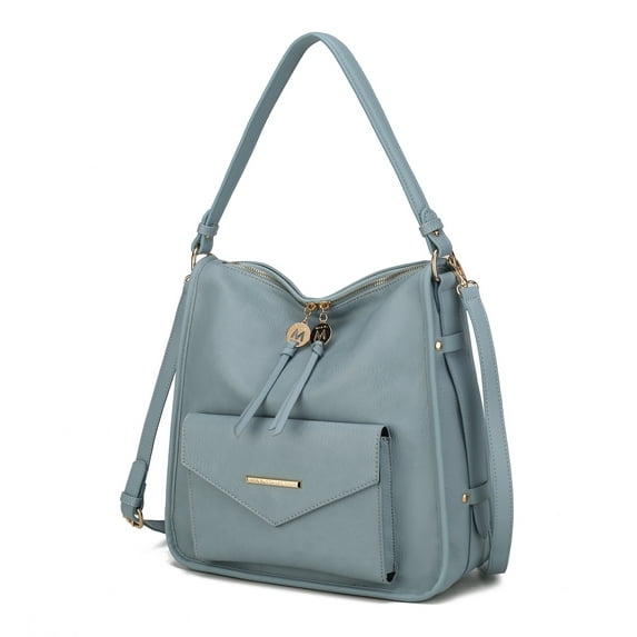MKF Collection Vanya Vegan Leather Women's Shoulder Bag, Functional Crossbody Purse Handbag by Mia K - Denim