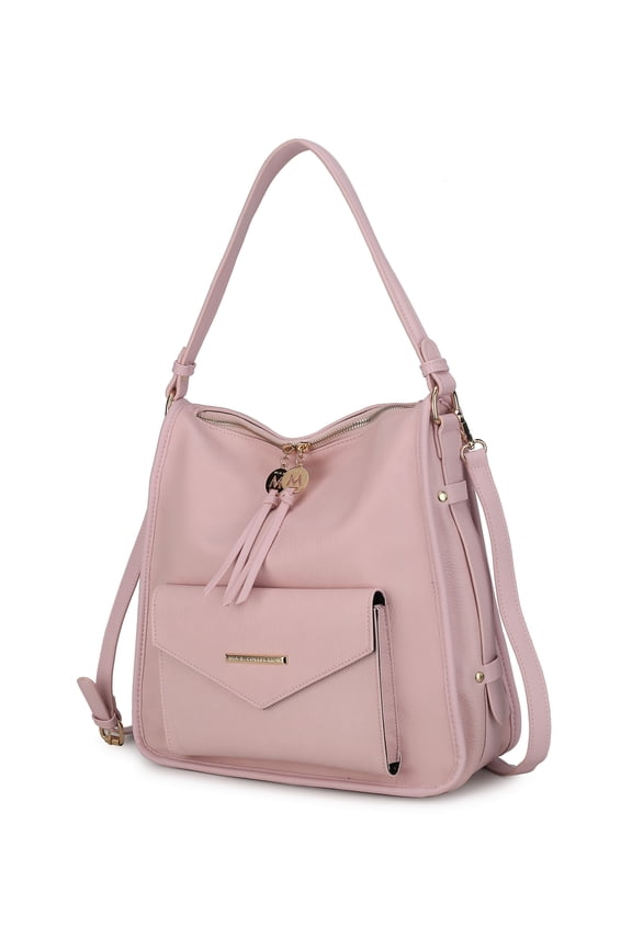 Vanya Vegan Leather Women's Shoulder Bag, Functional Crossbody Purse Handbag by Mia K - Pink