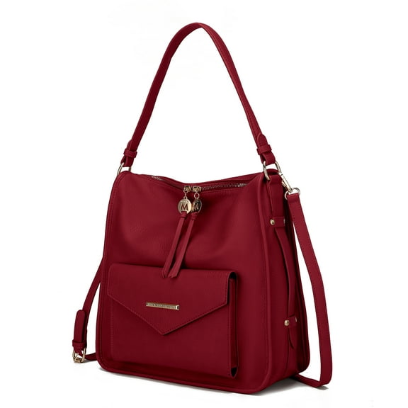 MKF Collection Vanya Vegan Leather Women's Shoulder Bag, Functional Crossbody Purse Handbag by Mia K - Wine