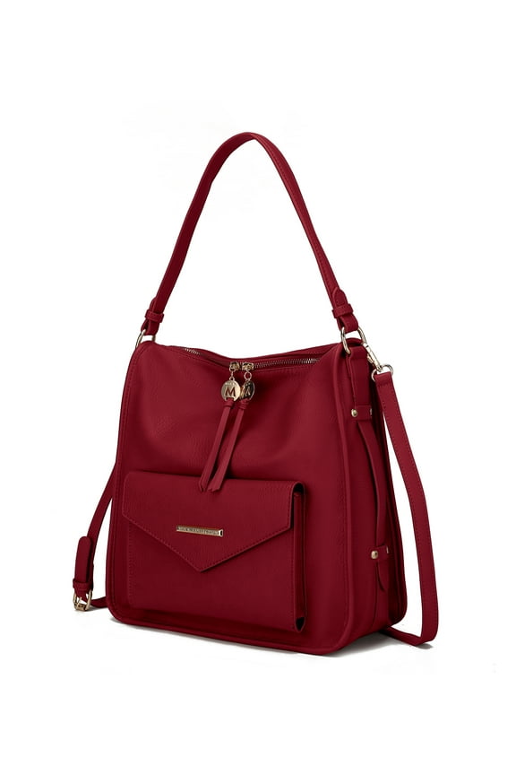 Vanya Vegan Leather Women's Shoulder Bag, Functional Crossbody Purse Handbag by Mia K - Wine
