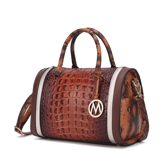 MKF Collection Vegan Leather Satchel Bags for Women, Crocodile-Embossed Purse Handbag by Mia K. Brown