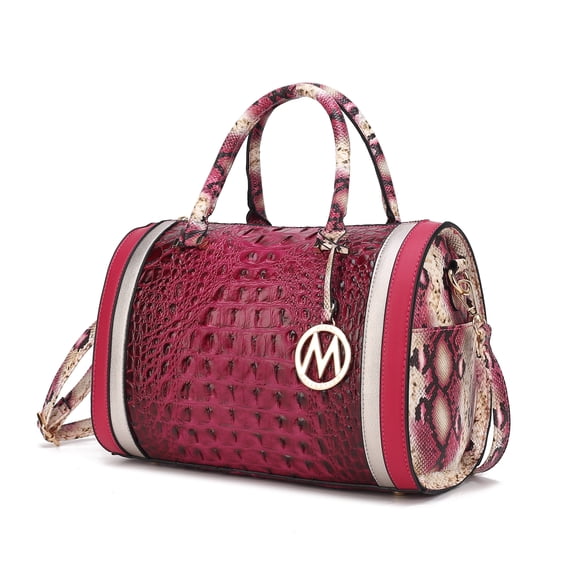 MKF Collection Vegan Leather Satchel Bags for Women, Crocodile-Embossed Purse Handbag by Mia K. Fuchsia