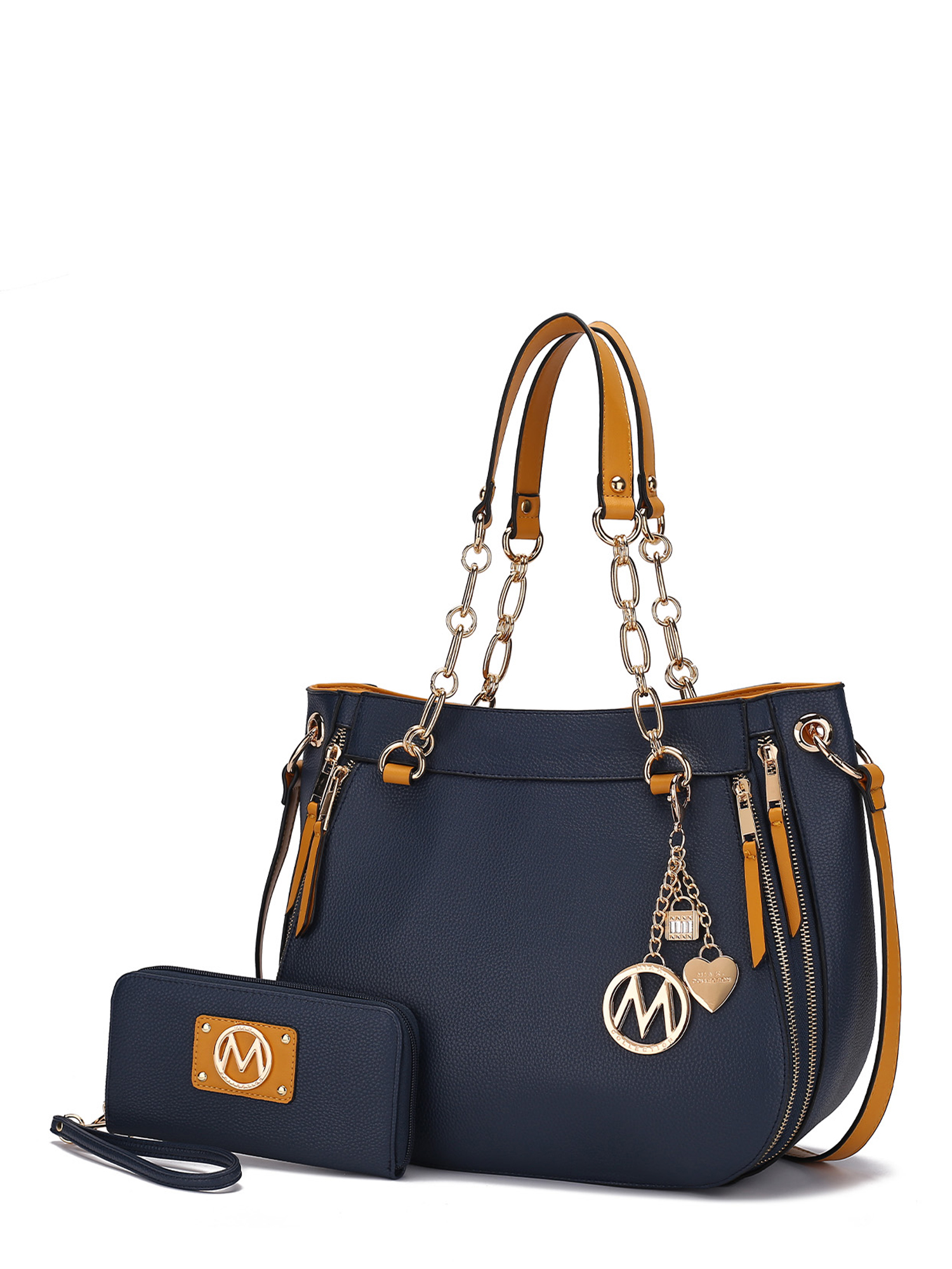 MKF Collection Vegan Leather Shoulder Bag & Wallet Set, Purse Handbag