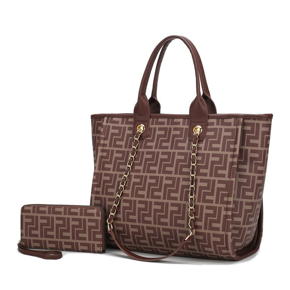 MKF Collection Vegan Leather Tote Bags for Women with Wristlet Wallet, Fashionable Purse Handbag by Mia K. Coffee