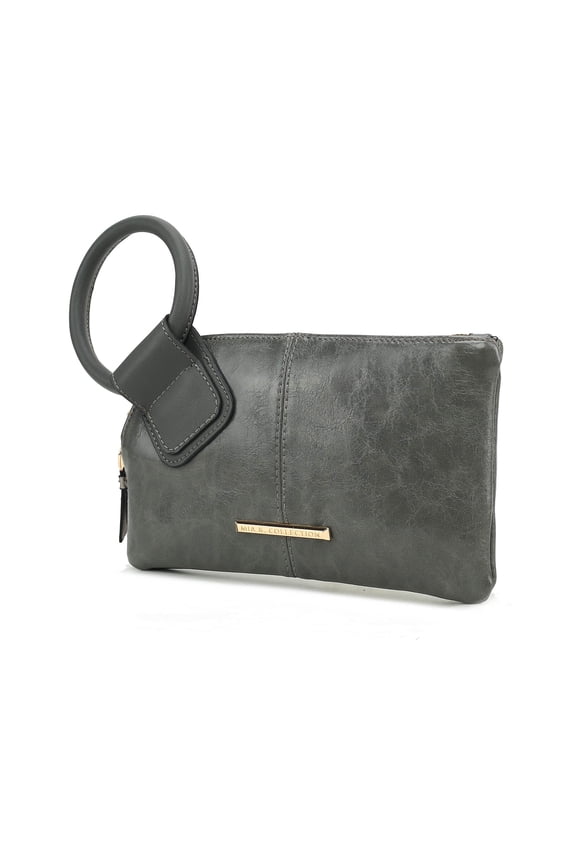 Vegan Leather Women's Clutch Bag, Trendy Pouch Purse Handbag by Mia K - Charcoal Gray