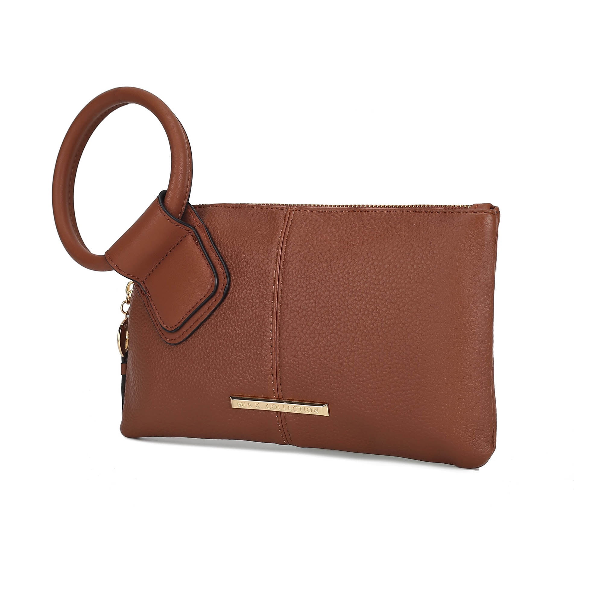 MKF Collection Vegan Leather Women's Clutch Bag, Trendy Pouch Purse Handbag by Mia K - Cognac