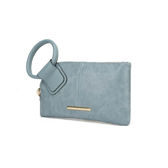 MKF Collection Vegan Leather Women's Clutch Bag, Trendy Pouch Purse Handbag by Mia K - Denim Blue