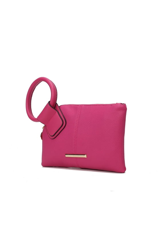 Vegan Leather Women's Clutch Bag, Trendy Pouch Purse Handbag by Mia K - Fuchsia