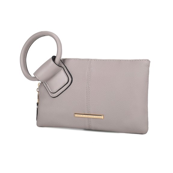 MKF Collection Vegan Leather Women's Clutch Bag, Trendy Pouch Purse Handbag by Mia K - Light Gray