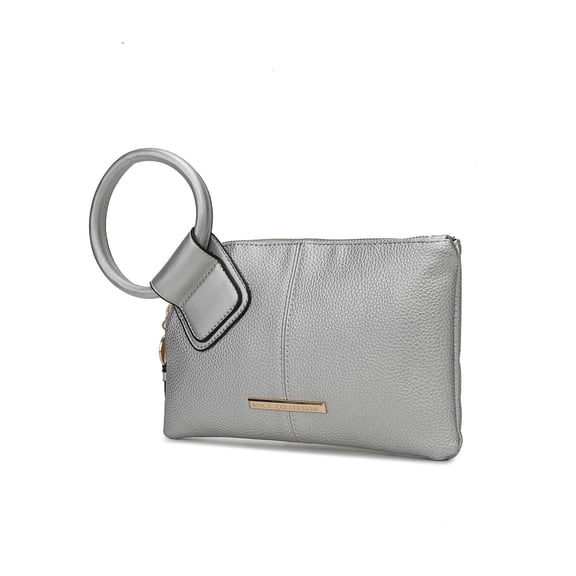 MKF Collection Vegan Leather Women's Clutch Bag, Trendy Pouch Purse Handbag by Mia K - Silver