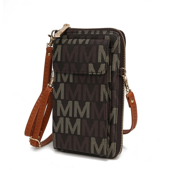 MKF Collection Vegan Leather Women's Phone Wristlet Wallet Bag, Crossbody Purse Handbag by Mia K - Brown