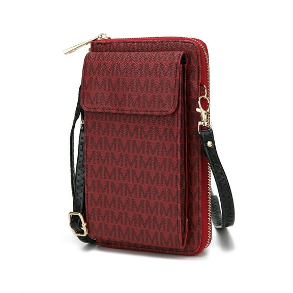 MKF Collection Vegan Leather Women's Phone Wristlet Wallet Bag, Crossbody Purse Handbag by Mia K - Burgundy