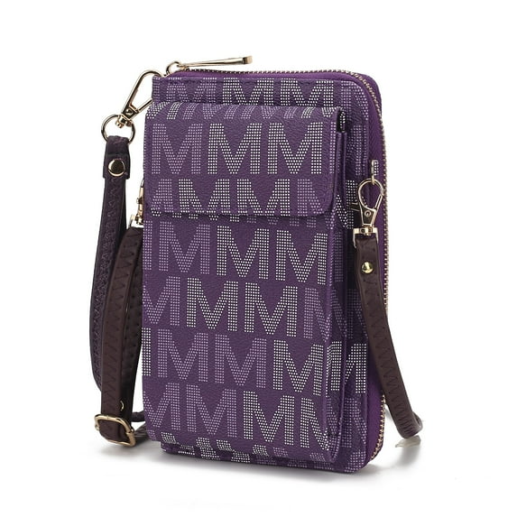 MKF Collection Vegan Leather Women's Phone Wristlet Wallet Bag, Crossbody Purse Handbag by Mia K - Dark Purple