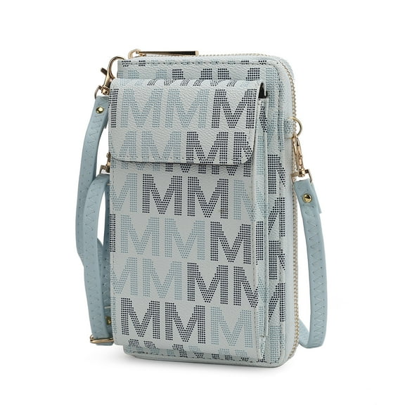 MKF Collection Vegan Leather Women's Phone Wristlet Wallet Bag, Crossbody Purse Handbag by Mia K - Light Blue