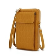 MKF Collection Vegan Leather Women's Phone Wristlet Wallet Bag, Crossbody Purse Handbag by Mia K - Mustard