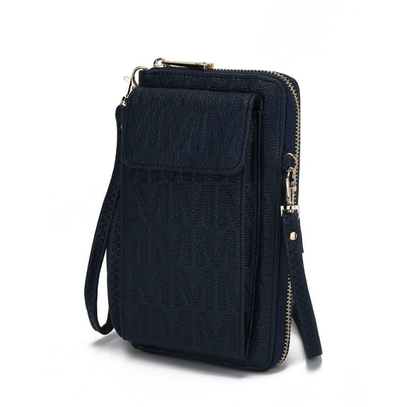 MKF Collection Vegan Leather Women's Phone Wristlet Wallet Bag, Crossbody Purse Handbag by Mia K - Navy
