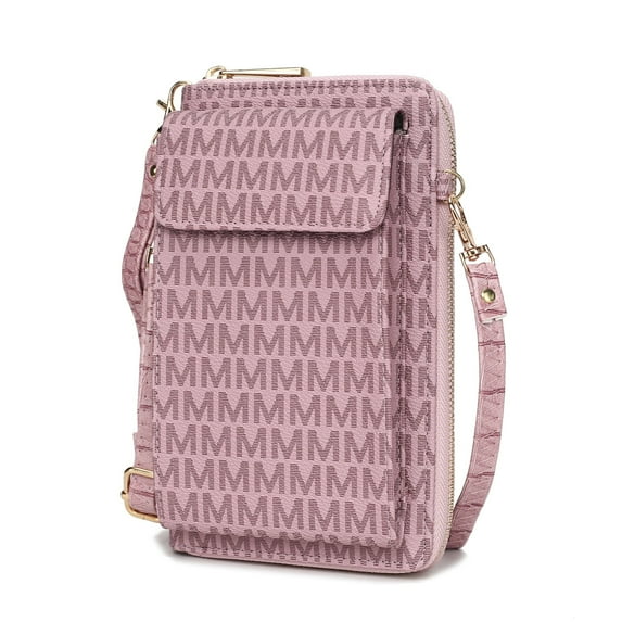 MKF Collection Vegan Leather Women's Phone Wristlet Wallet Bag, Crossbody Purse Handbag by Mia K - Purple