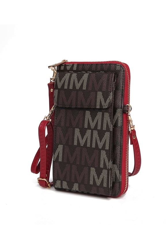 Vegan Leather Women's Phone Wristlet Wallet Bag, Crossbody Purse Handbag by Mia K - Red