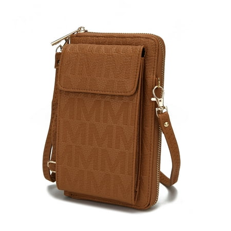 MKF Collection Vegan Leather Women's Phone Wristlet Wallet Bag, Crossbody Purse Handbag by Mia K - Tan