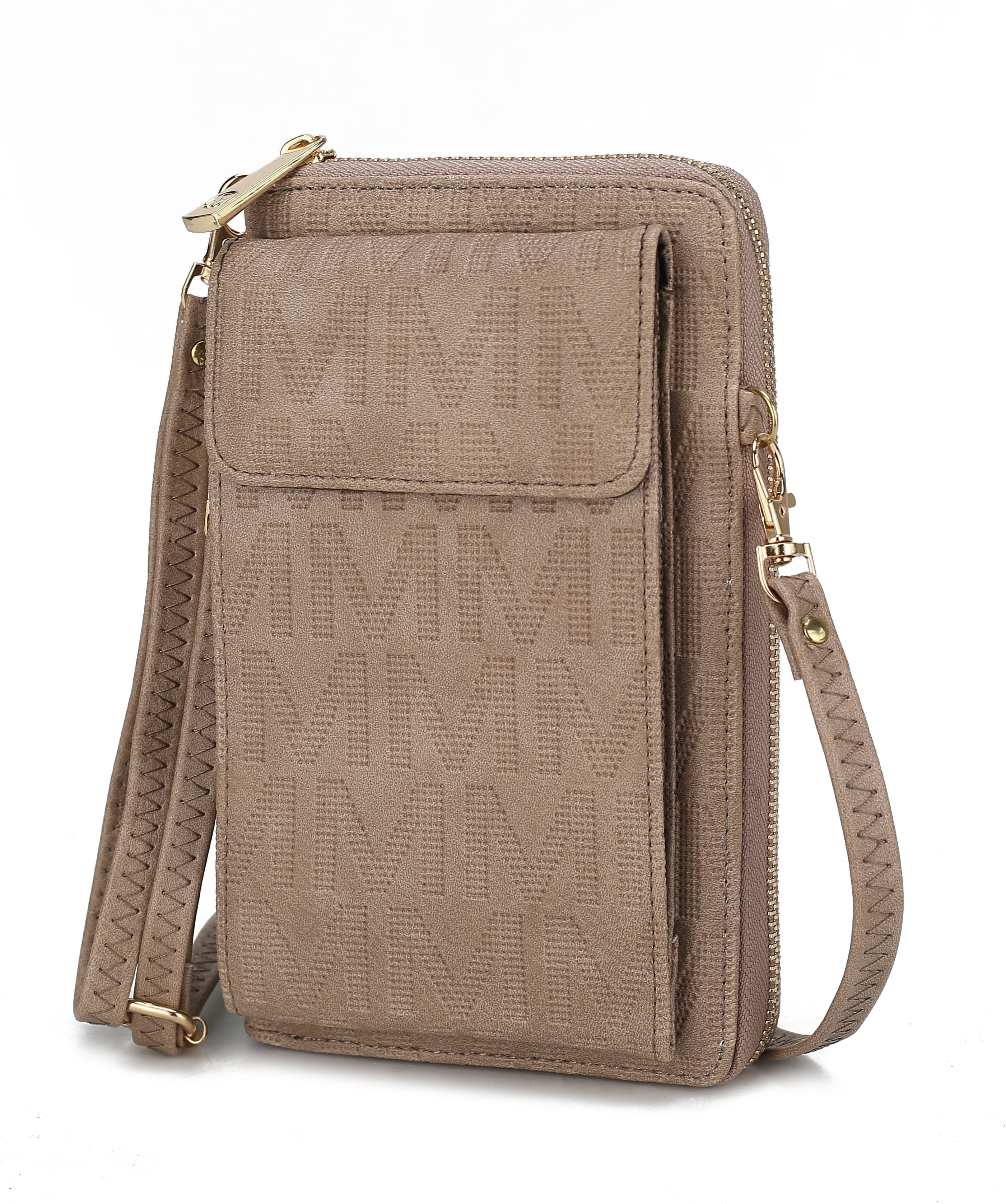 MKF Collection Vegan Leather Women s Phone Wristlet Wallet Bag Crossbody Purse Handbag by Mia K Taupe