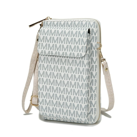 MKF Collection Vegan Leather Women's Phone Wristlet Wallet Bag, Crossbody Purse Handbag by Mia K - White