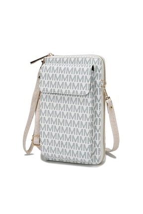 Vegan Leather Women's Phone Wristlet Wallet Bag, Crossbody Purse Handbag by Mia K - White