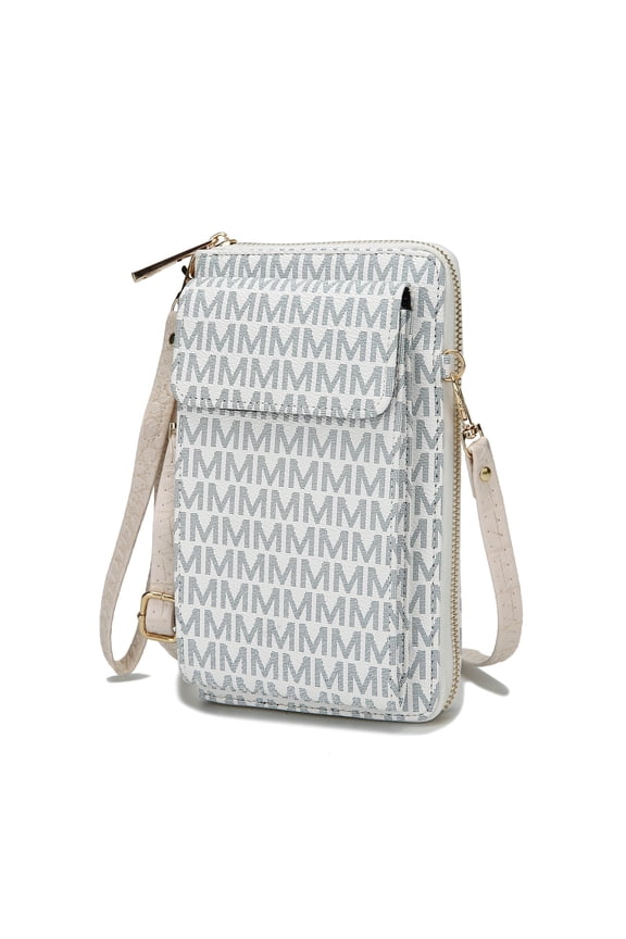 Vegan Leather Women's Phone Wristlet Wallet Bag, Crossbody Purse Handbag by Mia K - White