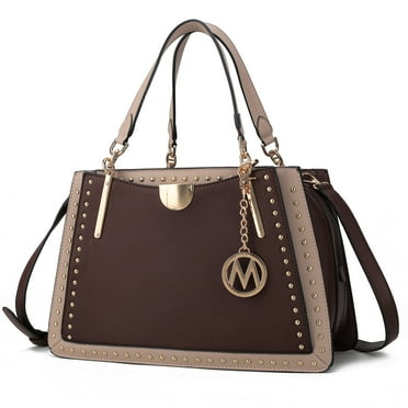 MKF Collection Vegan Leather Women's Satchel Bag, Multi-Compartment Top-Handle Purse Handbag by Mia K - Coffee Taupe