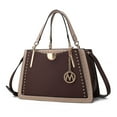thumbnail image 1 of MKF Collection Vegan Leather Women's Satchel Bag, Multi-Compartment Top-Handle Purse Handbag by Mia K - Coffee Taupe, 1 of 7