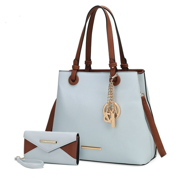 MKF Collection Kerny Women's Tote Bag & Wristlet Wallet, Vegan Leather Shoulder Bag Handbag Purse by Mia K - Light Blue