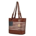 thumbnail image 1 of MKF Collection Vera Womens Tote Bag Vegan Leather Shoulder bag USA Flag Print Large handbags Brown Purse by Mia K, 1 of 7