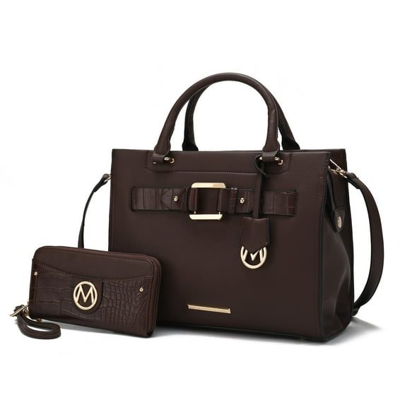 MKF Collection Virginia Women's Tote Bag With Wallet Vegan Leather Handbag Purse Set by Mia K.- Coffee
