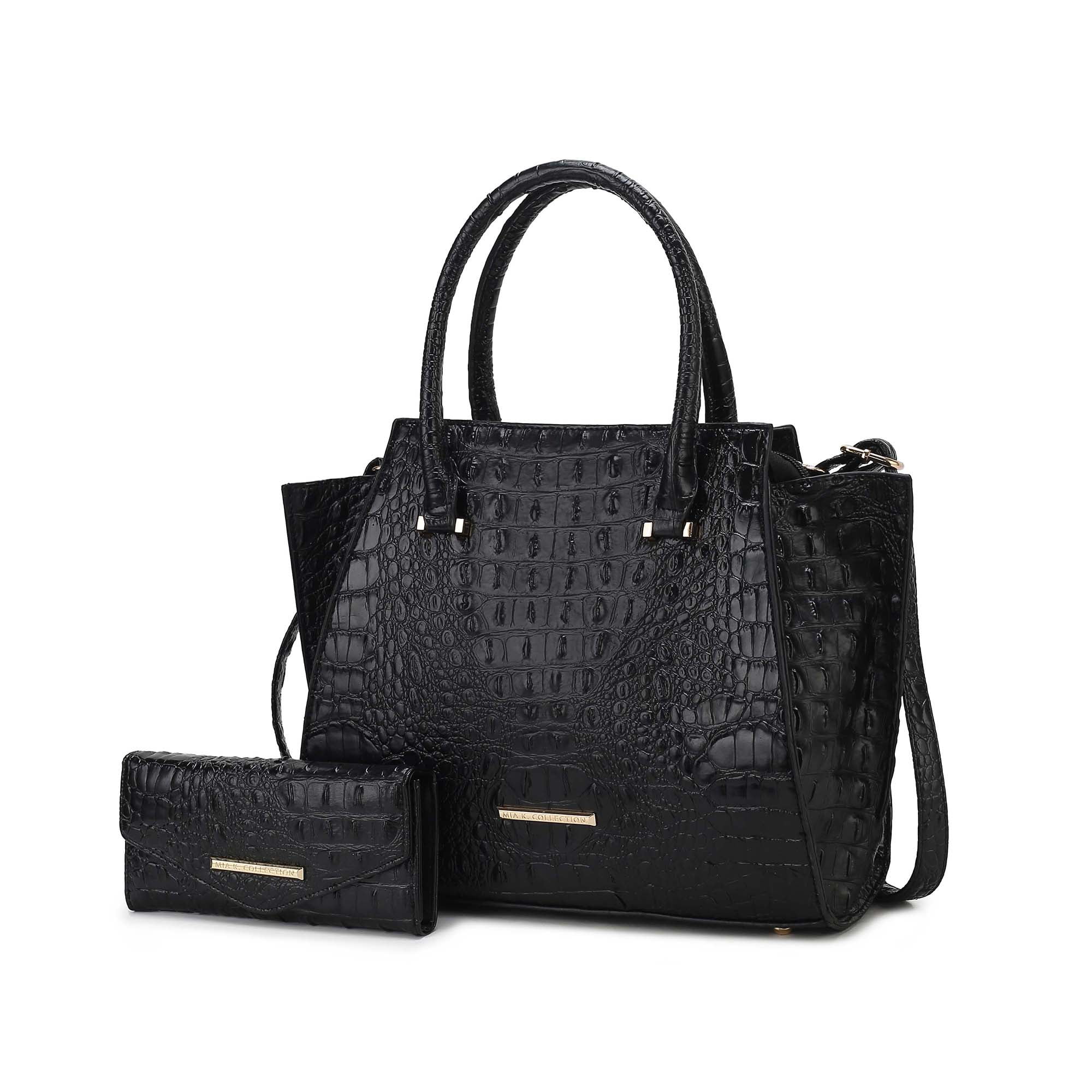 MKF Collection Viridiana Women's Tote Handbag Croc-Embossed Vegan Leather Large Double Handles with Wallet by Mia K - Black