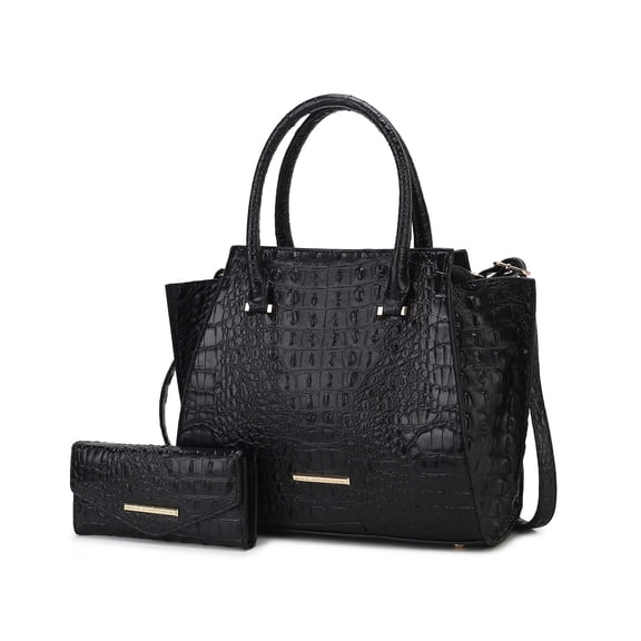 MKF Collection Viridiana Women's Tote Handbag Croc-Embossed Vegan Leather Large Double Handles with Wallet by Mia K - Black