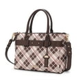 thumbnail image 1 of MKF Collection Vivian Plaid Vegan Leather Women's Satchel Bag, Elegant Top-handle Purse Handbag by Mia K - Coffee, 1 of 7